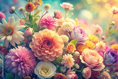 Wallpaper Mural Vintage Floral Background with Soft Pastel Colors, Perfect for Invitations and Romantic Designs Torontodigital.ca