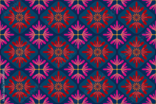 Vector illustration of an ethnic geometric pattern. Bohemian seamless pattern. Embroidery. Seamless traditional design pattern for fabrics, backgrounds, carpets, wallpapers, clothes, and pillowcases.
