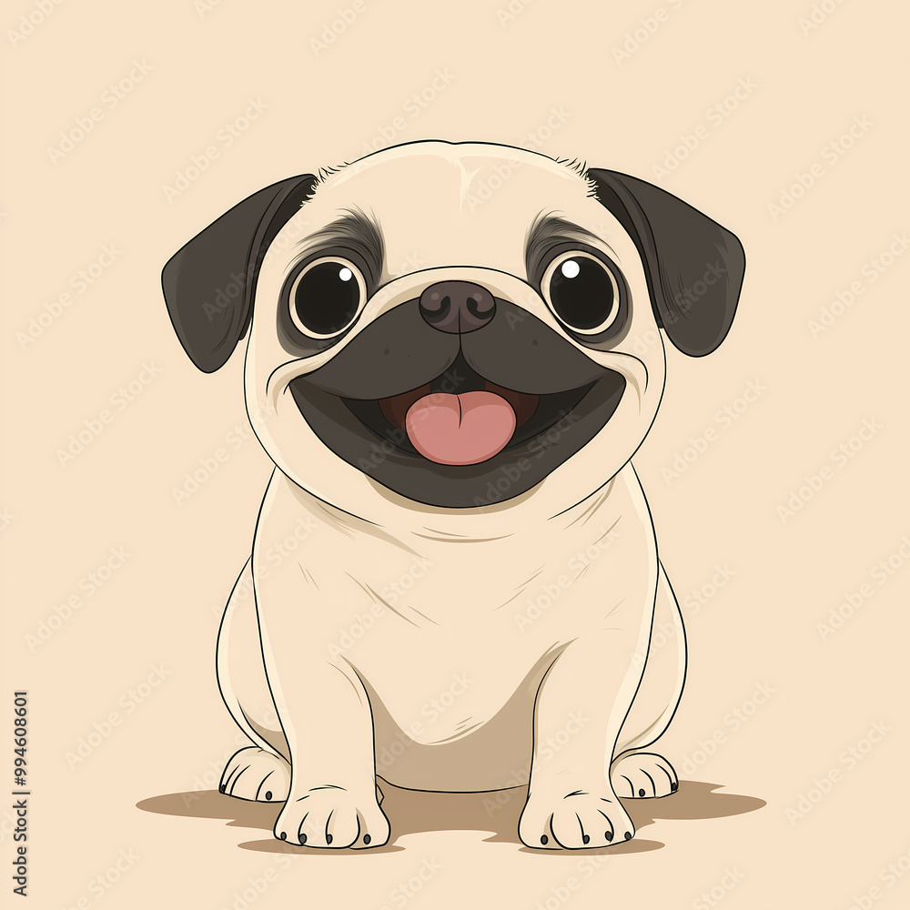 Cute Pug, mops, a minimalistic, simple cartoon illustration for Pug, mops lovers Cute Pug, mops, a minimalistic, simple cartoon illustration for Pug, mops lovers