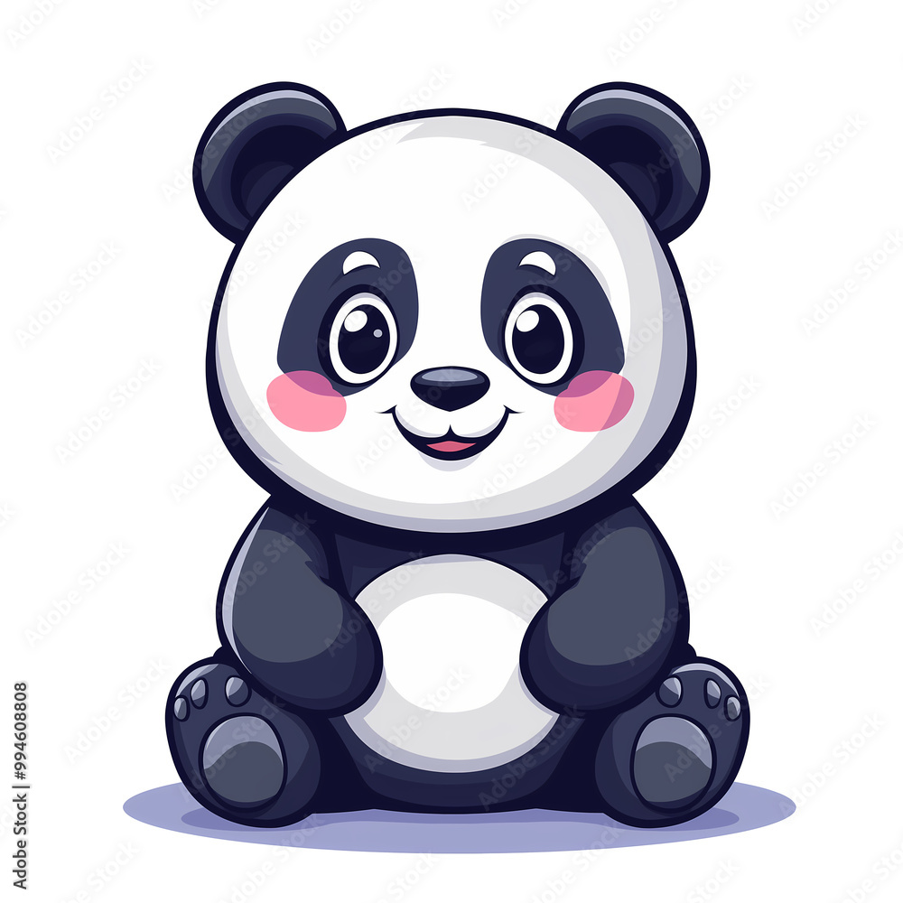 Naklejka premium Cute panda bear icon for children, simple cartoon illustration for kids, transparent, or no background