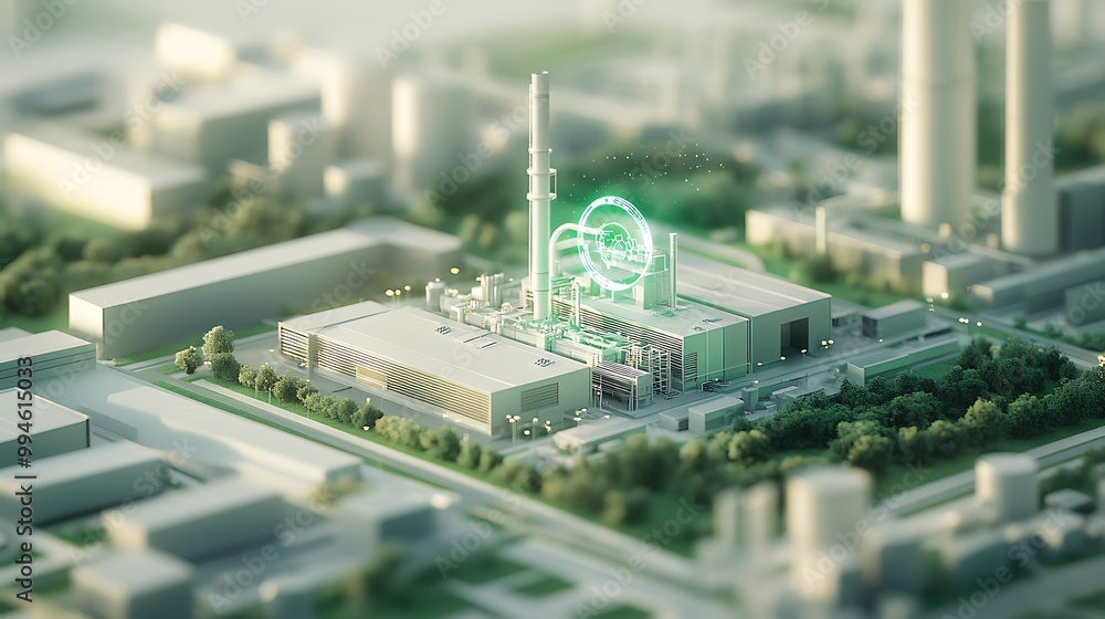 Obraz premium Modern Industrial Complex with Green Technology
