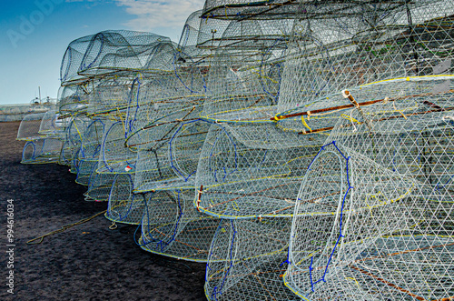 Traditional wire mesh fish trap used for fishing