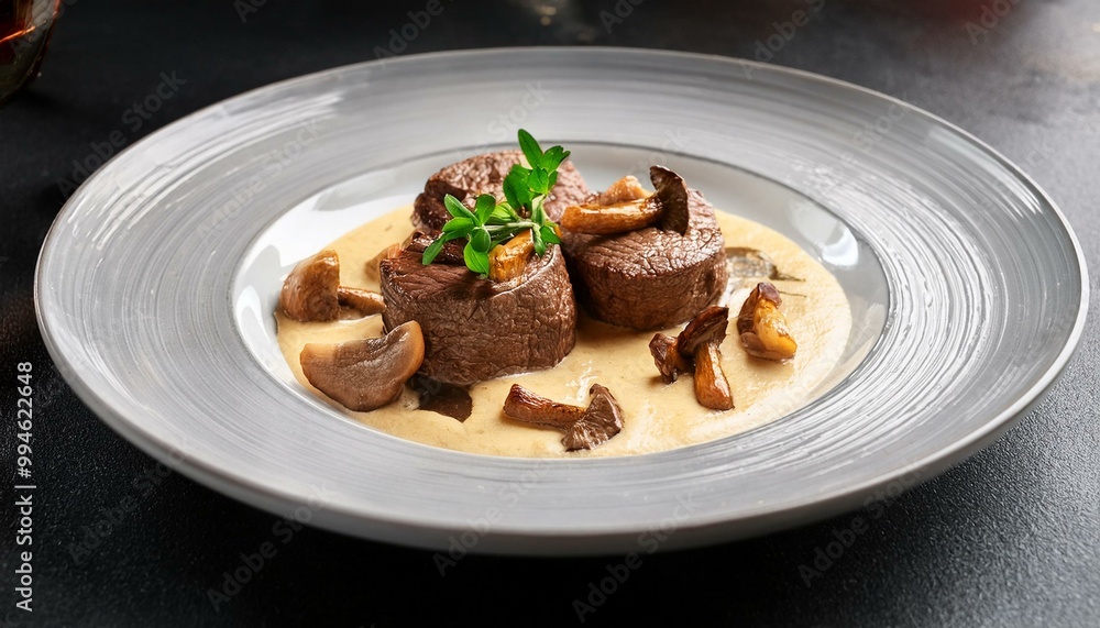 Venison medallions with chanterelles in whiskey cream sauce Venison medallions with chanterelles in whiskey cream sauce