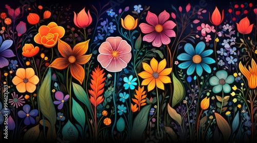 Colorful floral background with flowers.