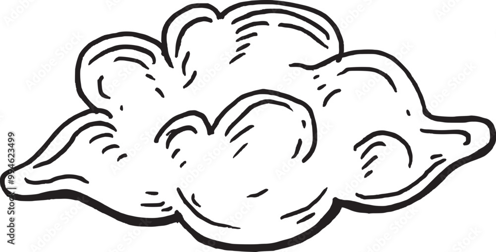 Delicate Hand-Drawn Cloud Floating in the Sky, black and white Illustration sketch Delicate Hand-Drawn Cloud Floating in the Sky, black and white Illustration sketch