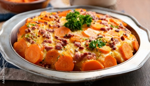 Carrot casserole with ham