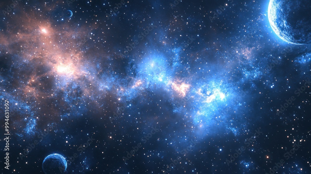 A Cosmic Landscape with Nebulae, Planets, and Stars A Cosmic Landscape with Nebulae, Planets, and Stars