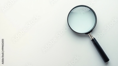 Wallpaper Mural One magnifying glass on a white isolated background top view A classic magnifying glass with a black handle and round lens perfect for illustrating search or inspection concepts Torontodigital.ca