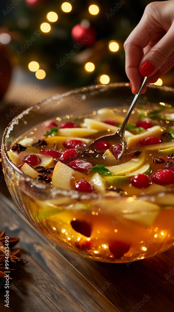 natural dessert container filled with fruit salad and organic juice for a christmas and new year’s dinner