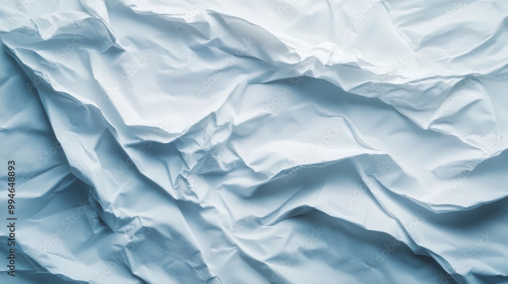 Close-up of crumpled white paper on a grey stone table, overhead view, Minimalist composition, Cool color palette, Soft lighting, Ultra-realistic textures, 3D illustration Close-up of crumpled white paper on a grey stone table, overhead view, Minimalist composition, Cool color palette, Soft lighting, Ultra-realistic textures, 3D illustration
