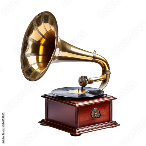 Vintage gramophone with horn photo