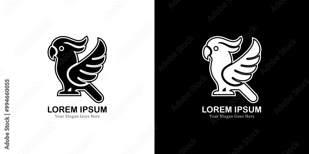 Cockatoos logo design with unique shapes Cockatoos logo design with unique shapes