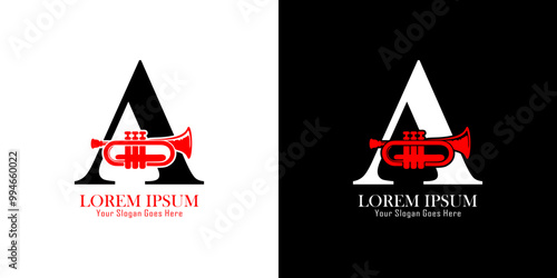 Photography A-shaped logo design combined with trumpet