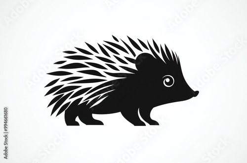 Illustration of a hedgehog silhouette with a white isolated background.