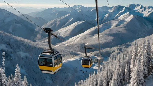 cableway gliding over a pristine mountain landscape