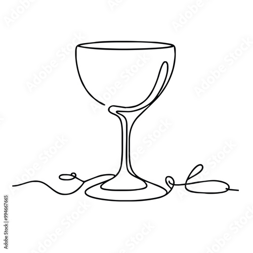 Chalice.  Icon. Vector drawing. One line art. 