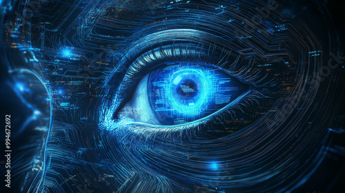 Futuristic Digital Eye with Circuitry