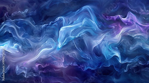 Abstract Swirling Blue and Purple Nebula with White Specks