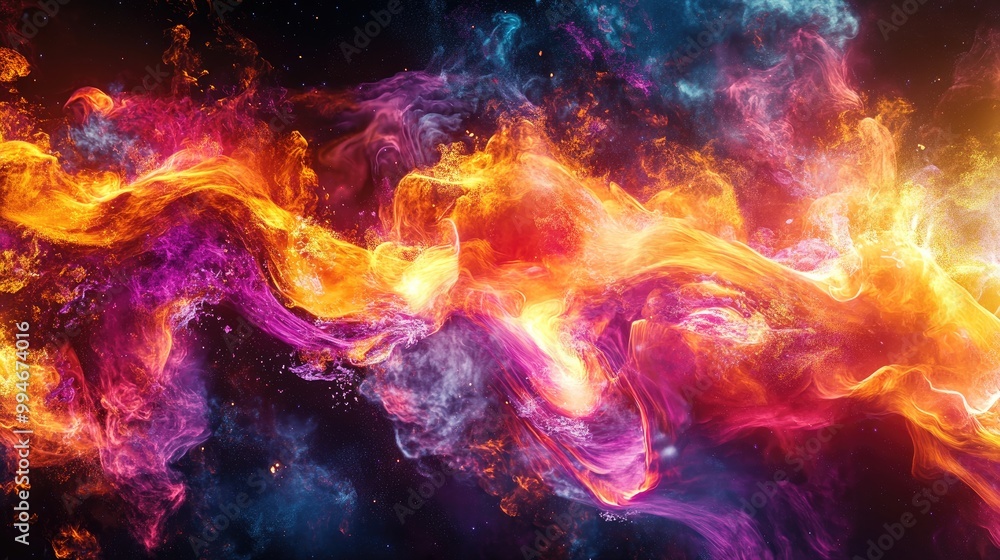 Fototapeta premium Beautiful and innovative flame effects in vibrant colors, blending cutting-edge digital techniques with bold, abstract compositions