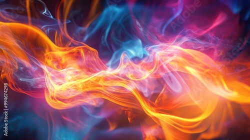 Beautiful vibrant flame effects with bold colors, showcasing innovative digital techniques in a dynamic and abstract composition