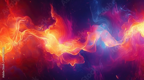 Stunning abstract flame effects in bright, bold colors, showcasing innovative digital art techniques in a vibrant composition