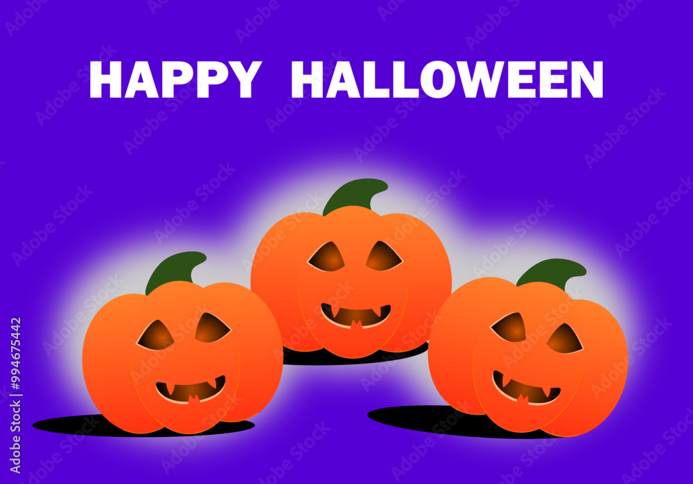 Colorful Halloween card with smiling pumpkins Colorful Halloween card with smiling pumpkins