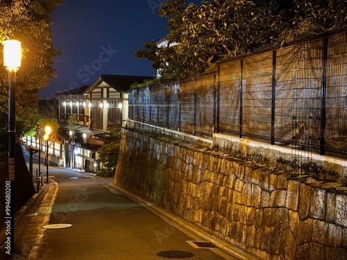 Old town Kyoto road at night