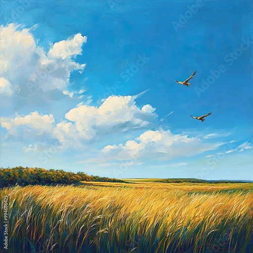 Serene Skies and Golden Fields