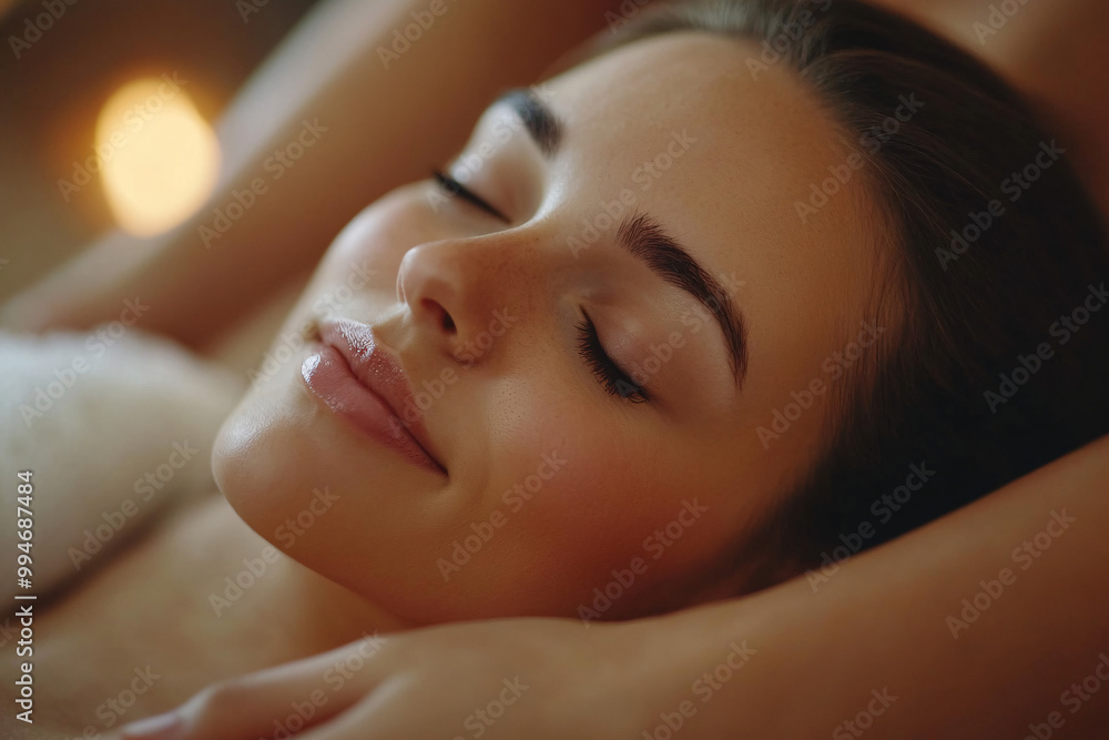 Naklejka premium portrait of a woman relaxing in salon