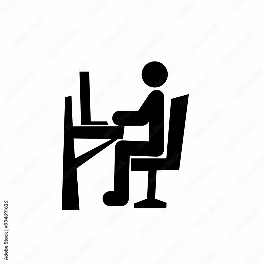 Icon illustration of working on laptop isolated on white Icon illustration of working on laptop isolated on white