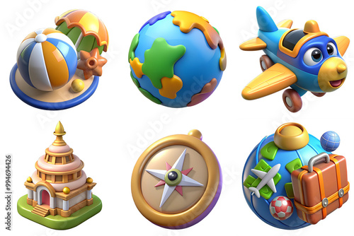 Travel 3D  icons set photo