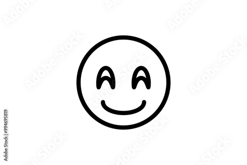 Blushed face emoji in line art. Emoticon icon vector.