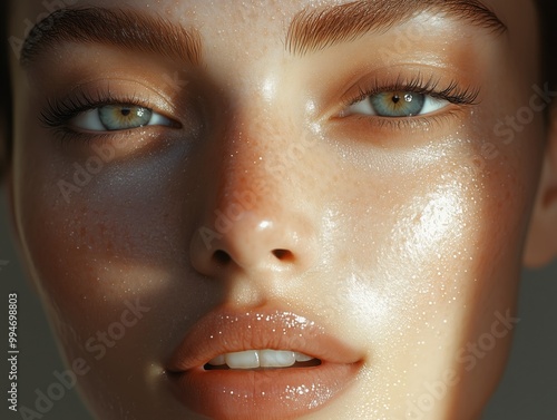 Beauty portrait of woman with dewy skin