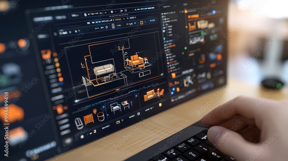 AI Interior Design Software Futuristic 3D Room Planning Interface AI Interior Design Software Futuristic 3D Room Planning Interface