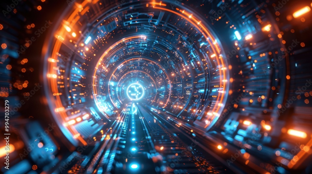 Obraz premium Abstract tunnel showing the future of digital. 