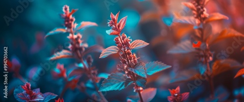 Delicate red flowers against a dark background.