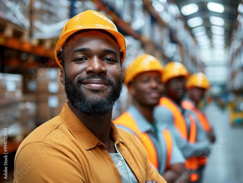 Group portrait of Warehouse workers in warehouse