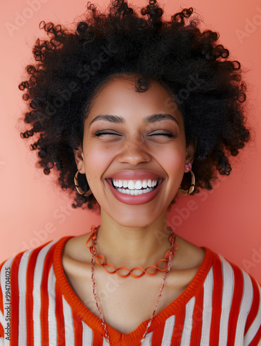 Portrait of stylish Black woman laughing