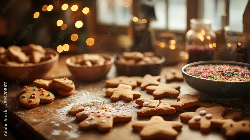 Festive Baking Scene with Cookies Festive Baking Scene with Cookies