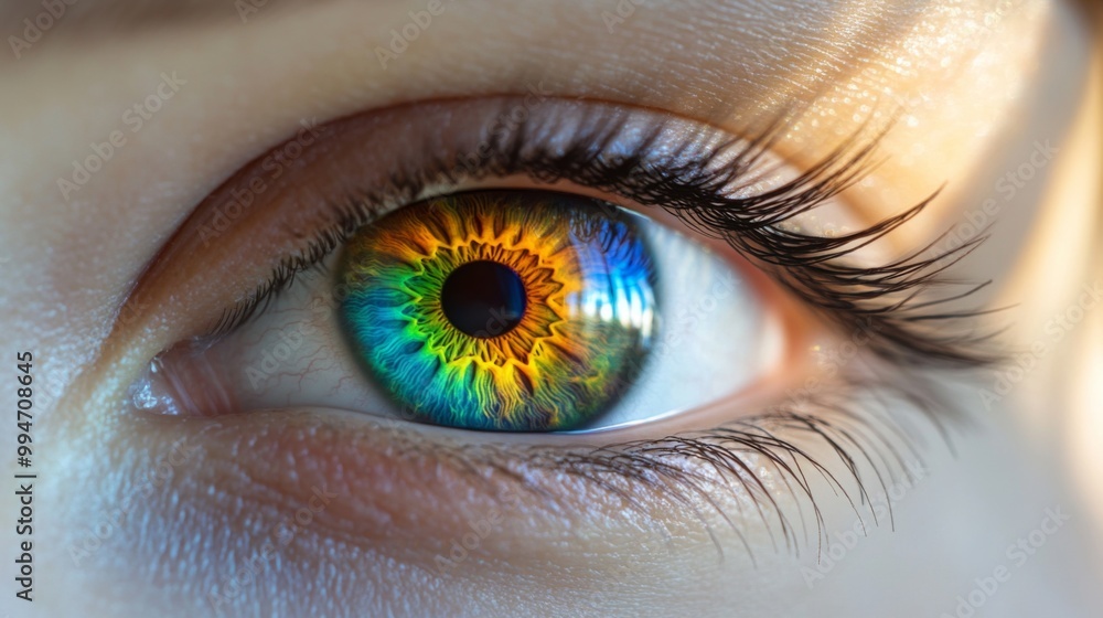 Fototapeta premium A Close-Up of a Human Eye with a Multicolored Iris