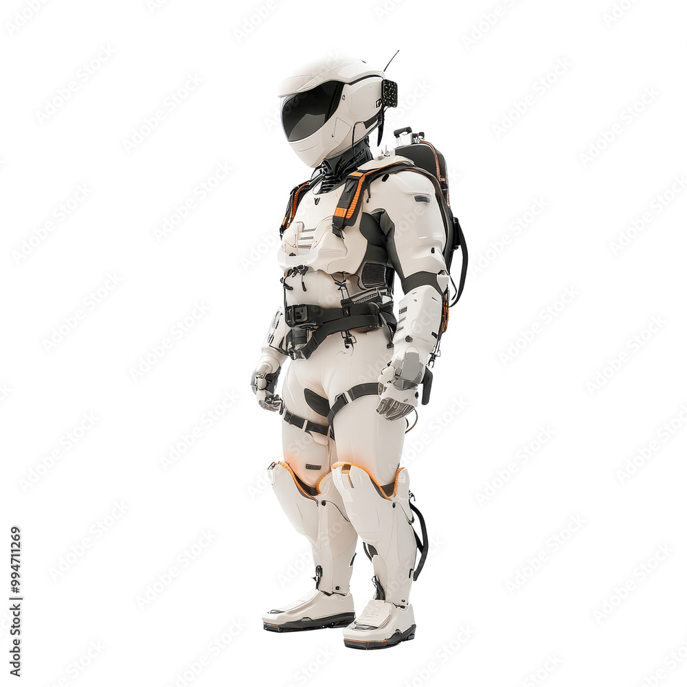 Futuristic Astronaut in White Spacesuit Futuristic Astronaut in White Spacesuit