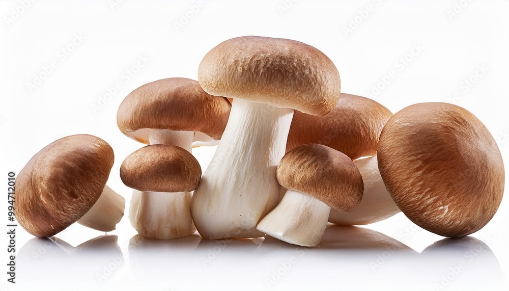 Fresh Brown Mushrooms on White Background Fresh Brown Mushrooms on White Background