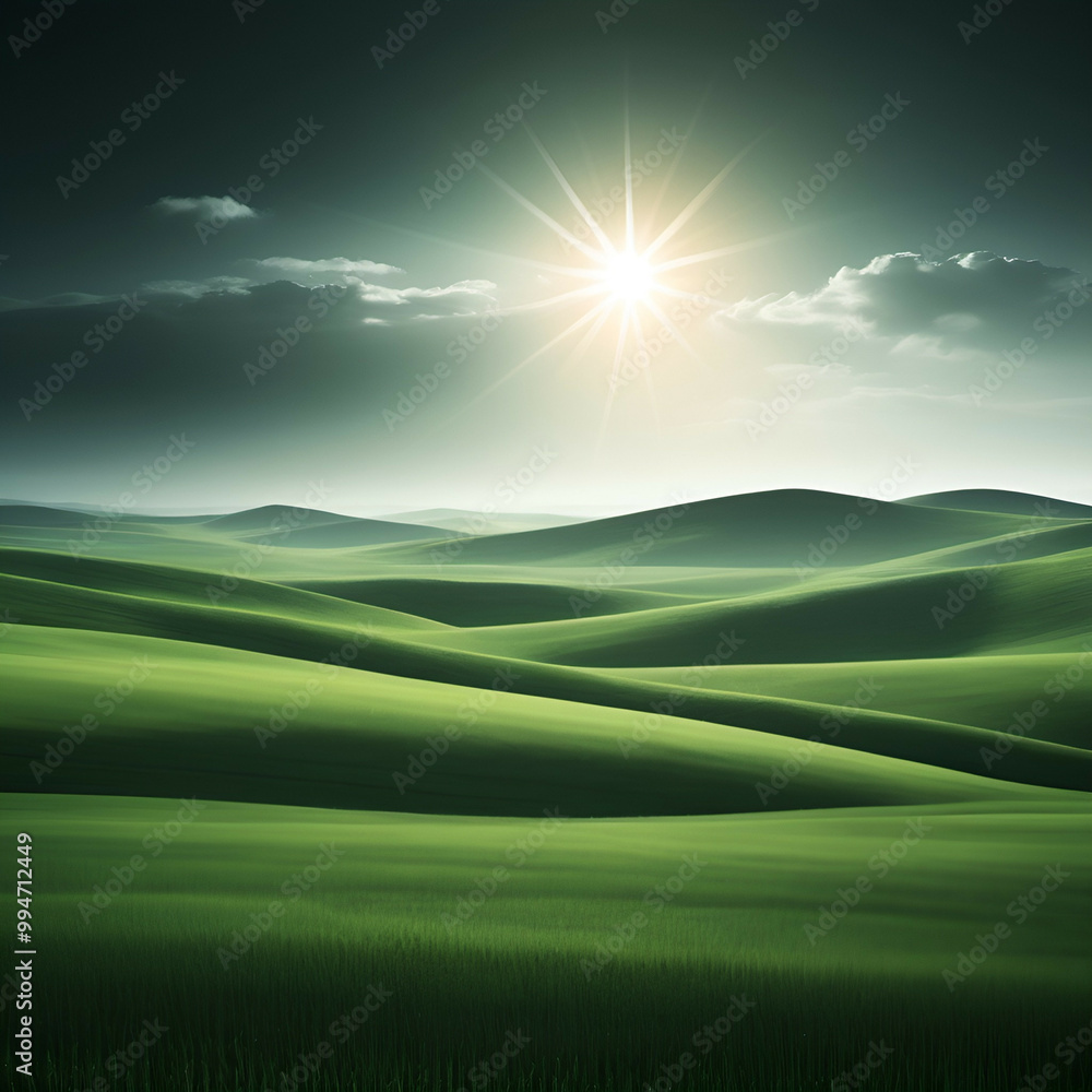 Bright and shiny skies over rolling hills Bright and shiny skies over rolling hills