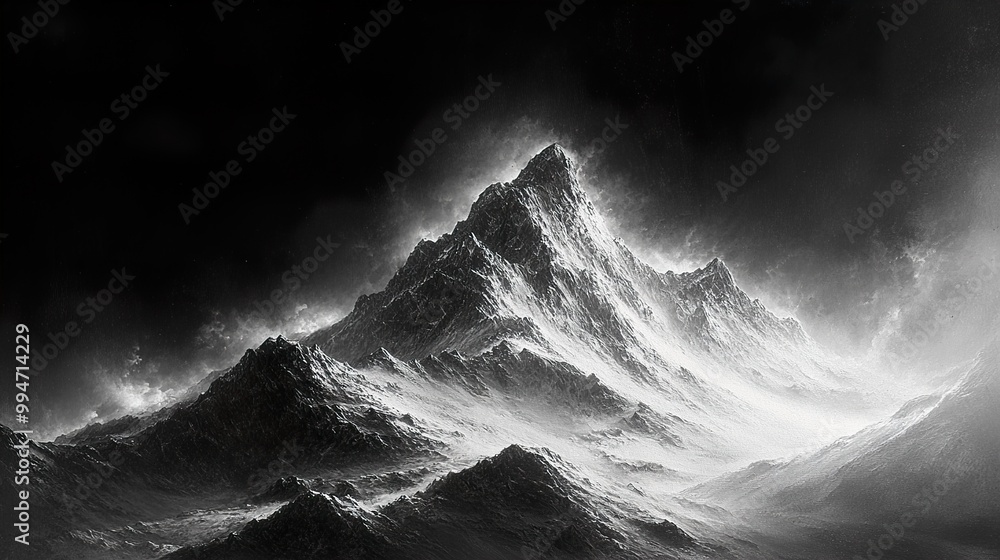 Majestic Mountain Peak in Black and White Majestic Mountain Peak in Black and White