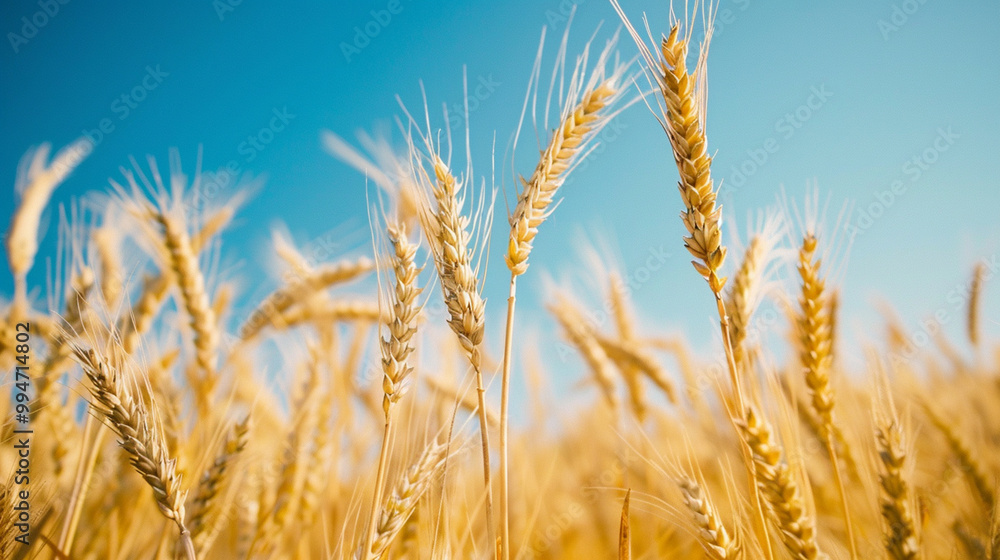 Golden Wheat Field Under a Clear Blue Sky Golden Wheat Field Under a Clear Blue Sky
