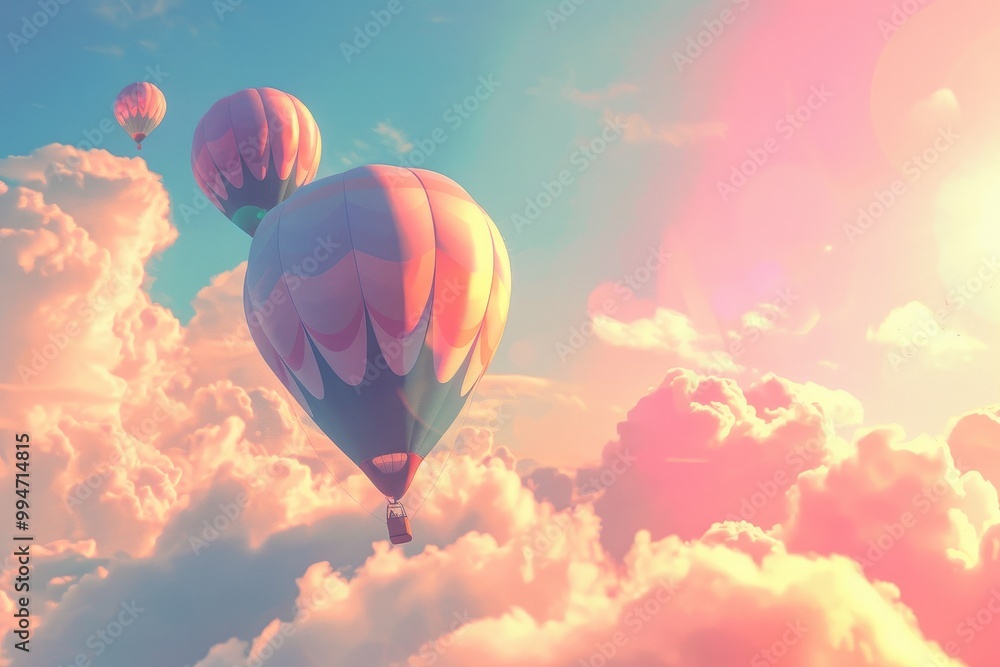 Obraz premium Vibrant Hot Air Balloons Adorn the Azure Canvas