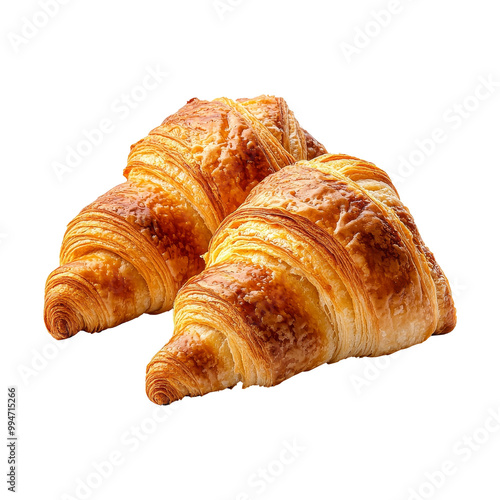 Two Freshly Baked Croissants Isolated