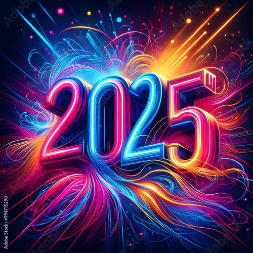Bold Neon Numbers for 2025