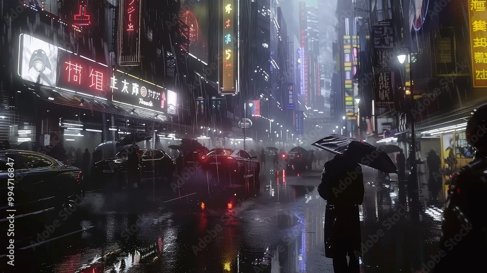 Fototapeta premium Neon City in Rain