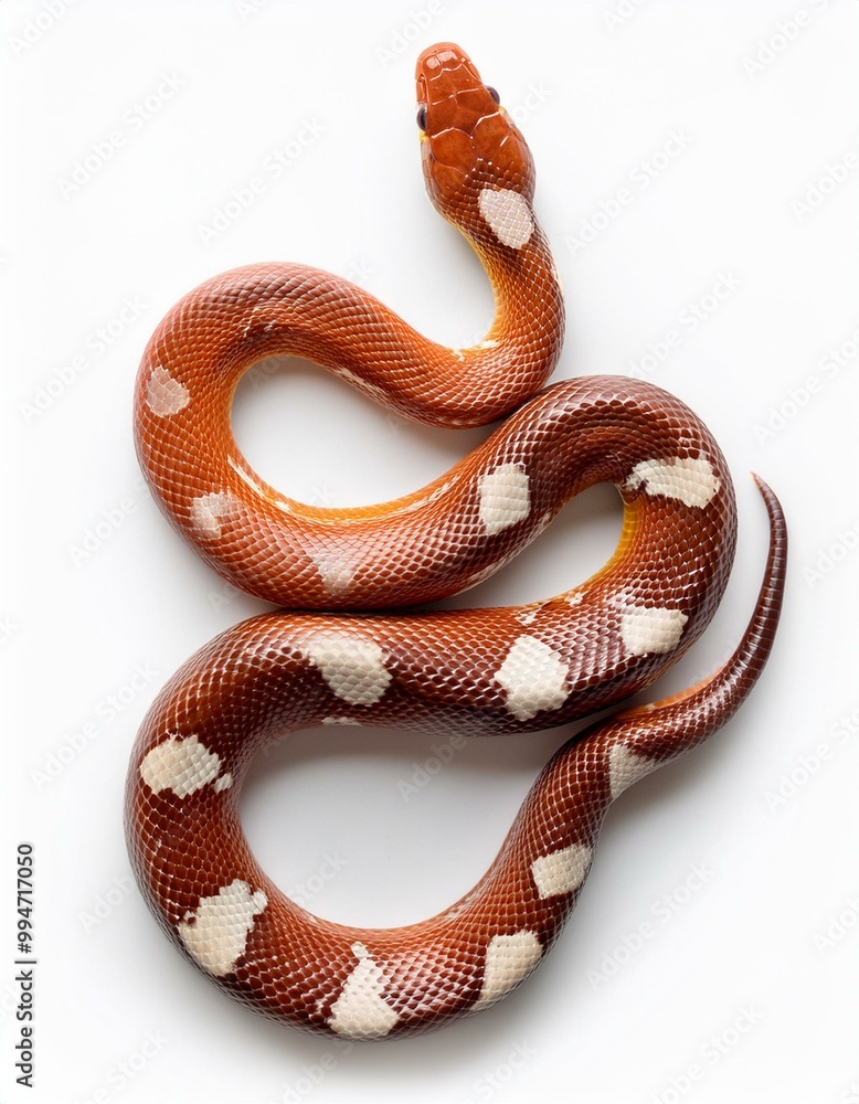 Obraz premium top view of a Puebloan Milk Snake isolated white background 